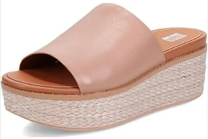 FitFlop Women's Eloise Espadrille Wedge slides tan Leather Size 9 - Picture 1 of 7