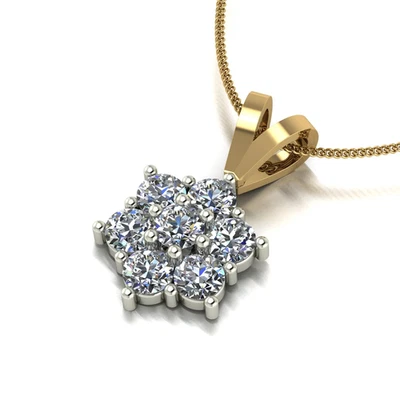 Multi Tone Gold Diamond Pendant GLI HRD Round Cut 1 Carat Lab Grown 18k Necklace - Image 1 of 4