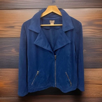 Chaqueta de moto Chico para mujer azul real imitación gamuza talla 2 (L 12) mediana Foto 1 de 4