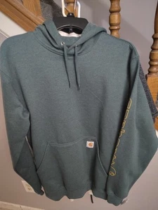 Carhartt Hoodie Green Long Sleeve Logo Sweatshirt Men’s S New With Tags - Picture 1 of 5