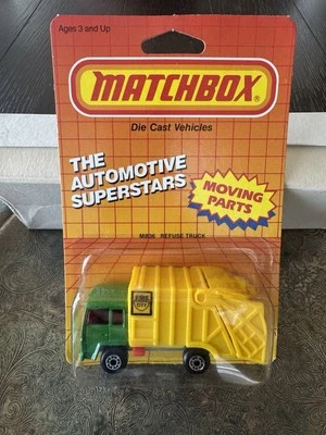 Camión de basura Matchbox MB 36 1987 carrocería verde Foto 1 de 3
