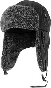 Trapper Hat with Barber Fleece Ear Flaps Aviator Clip Fastening Quilted Lining - Picture 1 of 1