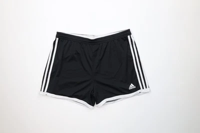 Vtg Adidas Womens Large Spell Out Striped Running Jogging Soccer Shorts Black - Image 1 of 4
