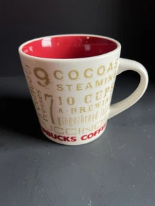 2008 Starbucks 14oz Holiday Coffee Mug Cup 12 Days of Christmas Red White Gold - Picture 1 of 7