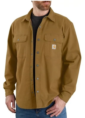 NUEVA Camisa Chaqueta Carhartt Resistente Flex Lona Forrada de Vellón XL Marrón Foto 1 de 4