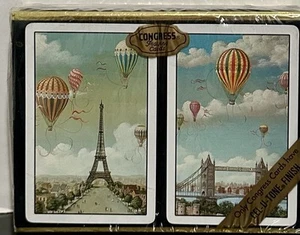Congress Cell-U-Tone Playing Card Set  Eiffel Tower And London Bridge Vintage - Picture 1 of 2