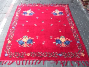ORIGINAL ANTIQUE MOROCCAN WOOL CARPET RUG HAND MADE 230x195-cm /90.5x76.7-inches - Picture 1 of 12