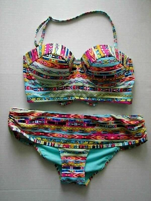  Bikini con cordones con bralette con aros Jessica Simpson TOTEM traje de baño M Foto 1 de 4