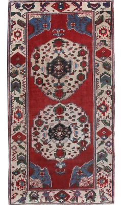 Increíble alfombra tradicional hecha a mano 5x10 alfombra oriental roja lana alfombra de área vintage Foto 1 de 4