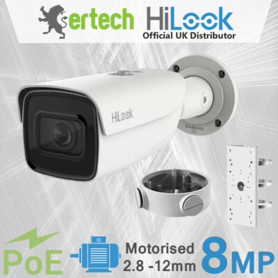 Hikvision HiLook IP PoE 8MP 4K Motorised Zoom Bullet Camera & Base IPC-B680H-Z - Image 1 of 4