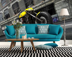 3D Street Motorcycle Wallpaper Wall Mural Removable Self-adhesive 581