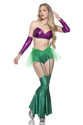 6 PC. Majestuoso conjunto de disfraz de sirena para dama Foto 1 de 3