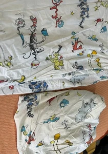 Dr Seuss Pottery Barn Cat In Hat FULL Flat & Fitted Sheet NOTE See Description - Picture 1 of 11