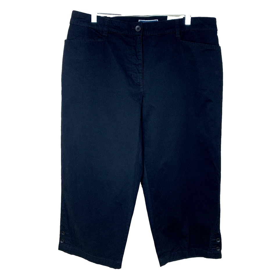 Karen Scott Mujer 14 NUEVO Pantalones Negros Cómodos Capri Control Abdomen Corto Elástico Foto 1 de 4