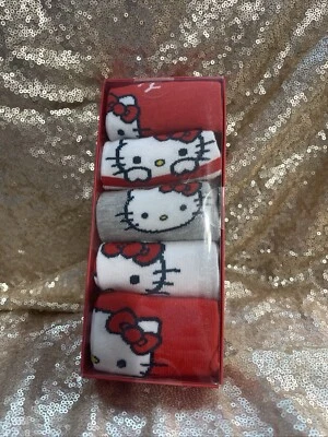 Nuevo con etiquetas Calcetines Hello Kitty Cuarto Crew 5 Pares Para Mujer Zapatos Talla 5-10 Calcetín Talla 9-11 Foto 1 de 3