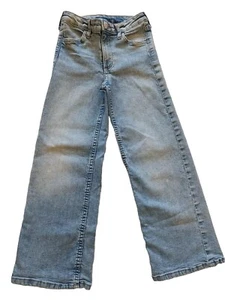 H&M HIGH WAISTED STRAIGHT WIDE LEG MEDIUM WASH BAGGY DENIM PANTS GIRLS SIZE 6X - Picture 1 of 11