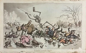 Grabado Rowlandson THE SKAITERS 1815 Danza inglesa de la muerte HC aguatinta - Imagen 1 de 3