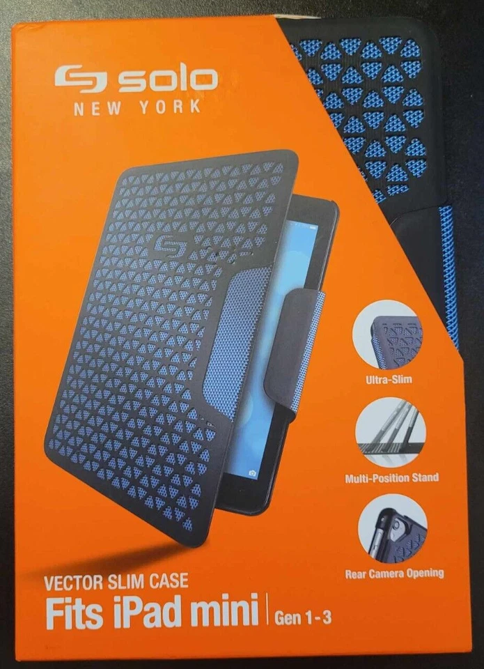 iPad Solo NEW YORK- Vector -Slim Case- Fits iPad Mini- Generation 1-3 Black/Blue - Image 1 of 1