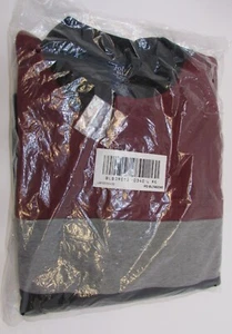 New John Blair Cotton Poly Mens LRG Burgundy Gray Black Long Sleeve Knit Shirt - Picture 1 of 3