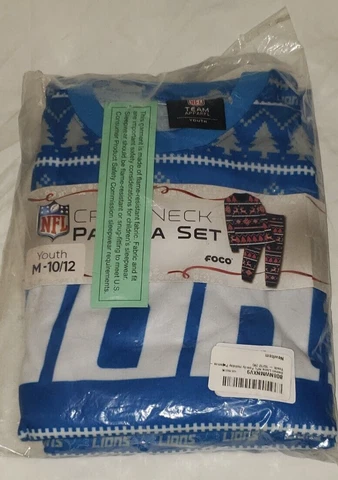 Detroit Lions NFL Kids Size Medium Long Sleeve Family Holiday Pajamas New Cover