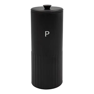Pasta Tin Metal Black Round Spaghetti Food Storage Canister with Airtight Lid - Picture 1 of 1