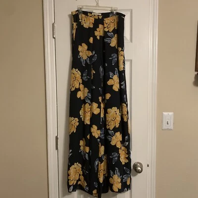 Anthropologie Women 10 Wide Leg Palazzo Dress Pant Floral Flare Boho Hippie Navy - Image 1 of 4