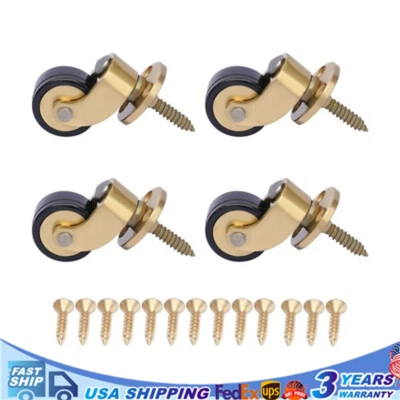 4PCS Brass Universal Furniture Caster Table Chair Sofa Piano Rubber Wheel Roller