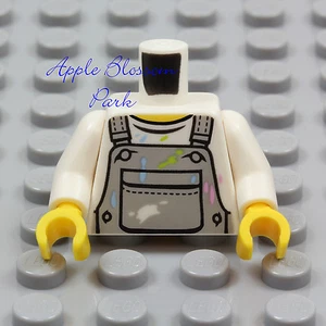 NEW Lego WHITE MINIFIG TORSO - Boy Girl Gray Bibs Overalls Blue Pink Paint Shirt - Picture 1 of 5