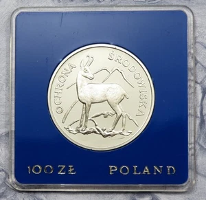 100 zl - 1979 - Polen -   Gämse in Proof -  Silber - Bild 1 von 2