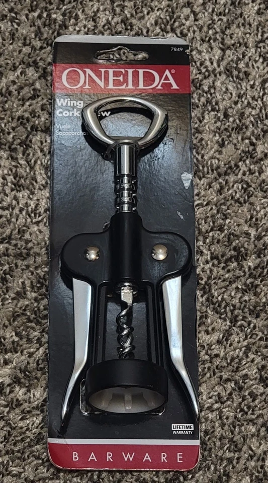 Oneida Barware Wing Corkscrew Bottle Opener Silver Black  - Image 1 of 1