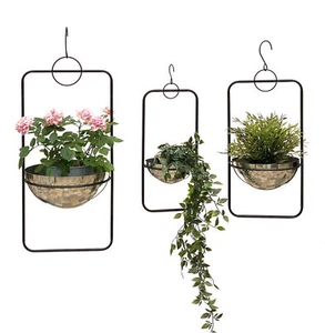 Blumenampel Innen Metall Wand Hängepflanzen 45 - 67 cm 96083 mit Topf Silber - Bild 1 von 14