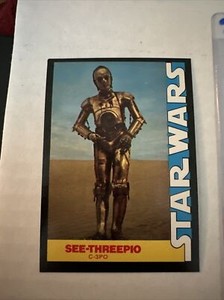 Vintage 1977 Star Wars Wonder Bread See-Threepio C3PO #7 Card Nice Inv2