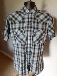 Ely Cattleman Shirt Mens Small Pearl Snap Western Plaid  Blue Plaid Lightweight - Picture 1 of 9