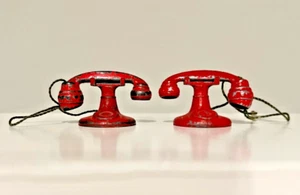 2 1930's TOOTSIE TOY Red Diecast Metal Toy Cradle Telephones, Miniature Doll - Picture 1 of 4