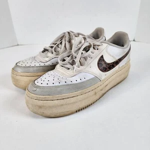 Nike Court Vision Alta Women's Sz 12 Platform Leopard White Shoes DO2791-100 - Picture 1 of 8