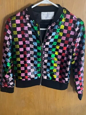 Rockets of Awesome Girls Zip Up Jacket Multi Color Sequin Lined size 10 - Image 1 of 4