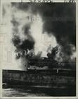 1961 Press Photo Belgian Freighter Anvers Ablaze In Cameron, Louisiana