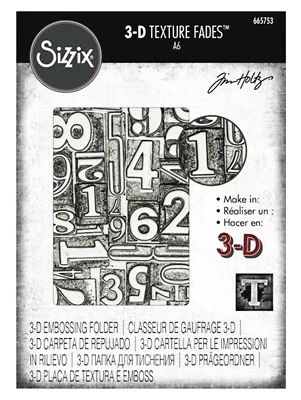 Sizzix Numbered 3D Embossing folder #665753 Retail $12.99 by Tim Holtz - Image 1 of 4