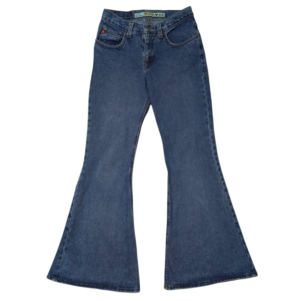 Vintage Mudd Jeans Bell Bottoms 5 (27x32) Big Flare 90s Y2K Hippie Boho Retro - Image 1 of 4