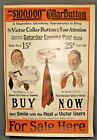 Vintage Victor Collar Button Paper Store Window Ad Sign Old Store Stock Chicago 