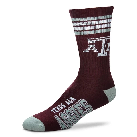 NEW Texas A&M Aggies NCAA 4 Stripe Deuce Large Crew Socks Team Colors 10-13 Cover