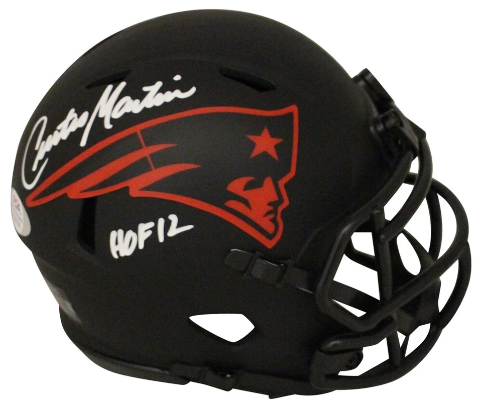Curtis Martin Signed New England Patriots Eclipse Mini Helmet HOF PSA 33967 - Image 1 of 1