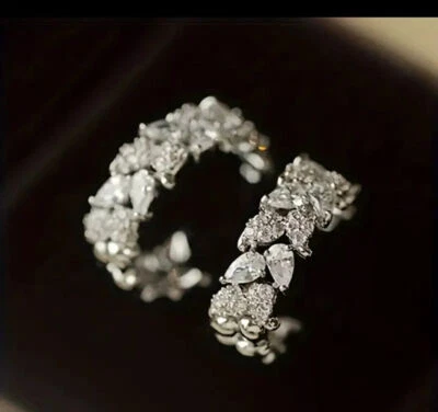 2Ct Marquise Cut Created Diamond Hoop Engagement Earrings 14K White Gold Finish - Image 1 of 4