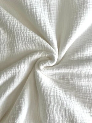 Double layer dyeable white muslin gauze fabric 100% cotton 52" wide by the yard - Image 1 of 2