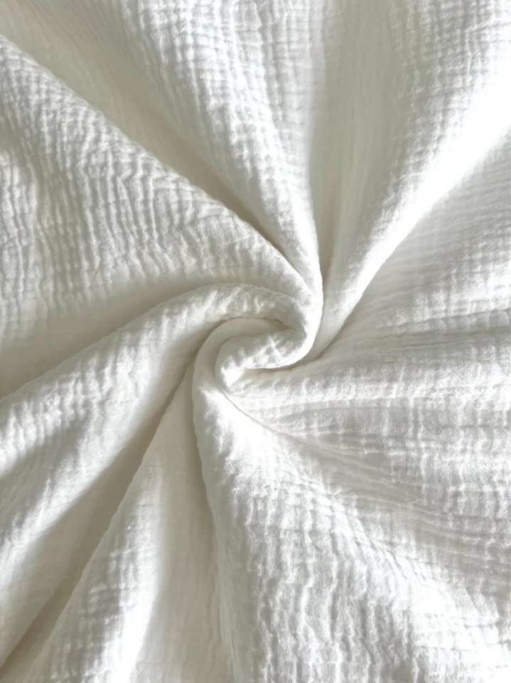 Double layer dyeable white muslin gauze fabric 100% cotton 52" wide by the yard - Image 1 of 2