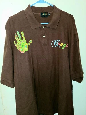 Coogi Brown Pull Over SS  Shirt 5X Colorful Handprint Australia  - Image 1 of 4