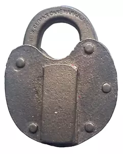 OTTIMO VINTAGE J.H.W. CLIMAX NEWARK, N.J. LUCCHETTO BRONZO ~ SENZA CHIAVE - Foto 1 di 4