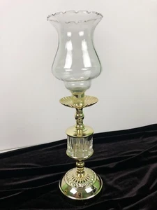 Vintage Candlestick With Crystal Accent Glass Peg Votive Shade Homeco EUC USA! - Imagen 1 de 7