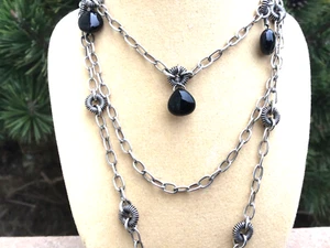 Silpada Sterling Silber Onyx Tropfen Halskette Kronleuchter Strang Tropfen ausgefallen elegant - Bild 1 von 8