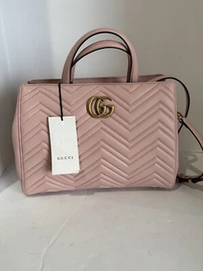 Gucci Pink Matelasse Leather GG Marmont Top Handle Satchel - Picture 1 of 14